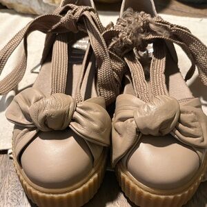 Platform Knot-Front Ballet Espadrille in Tan